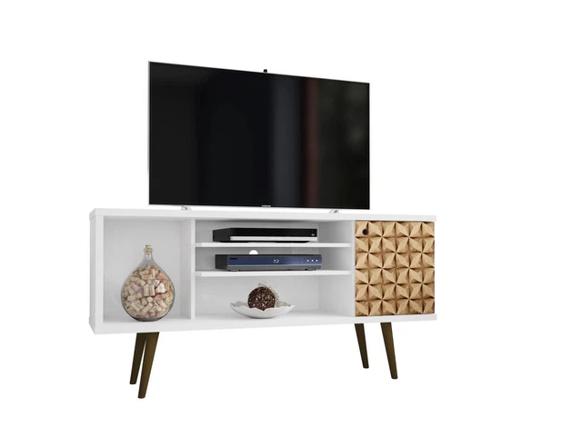 Manhattan Comfort Mid-Century Modern Liberty TV Stand In White Finish 200AMC67