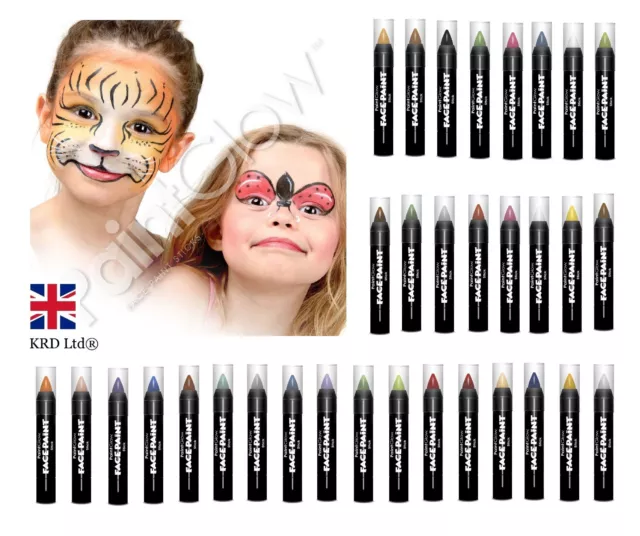 FACE & BODY PAINT STICKS Make Up Glow IN the Dark Crayons Stage Fancy Dress UK