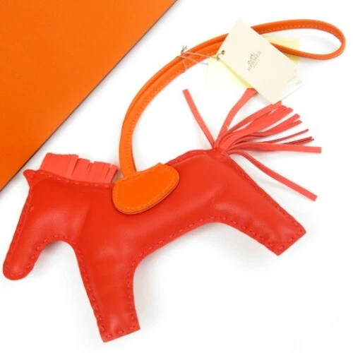 HERMES  Sac Rodeo MM Horse Bag Charm Rodeo Charm Rouge indians unused 76272