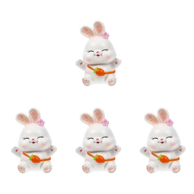 4 PCS Résine Ornement De Lapin Figurines Artisanales Décoratif Table