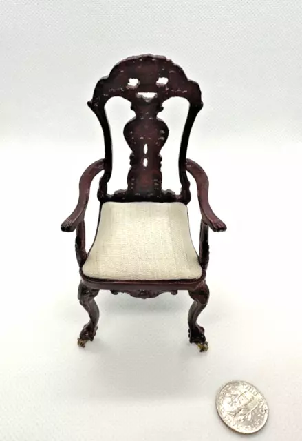 Bespaq Dollhouse Miniature Mahogany Arm Chair On Casters