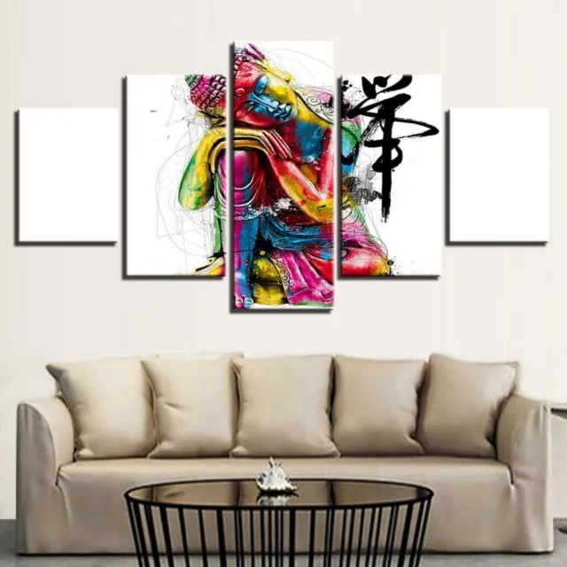 Buddha Modern Abstract Poster 5Pcs Canvas Wall Art Home Decor Painting Picture