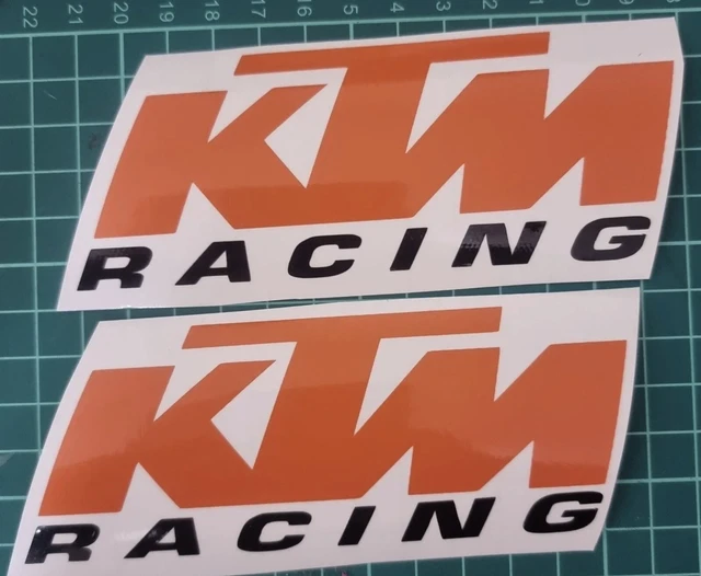 KTM RACING LOGO x 2 Decals ORANGE Vinyl Decals decal set 15 inch £15.50