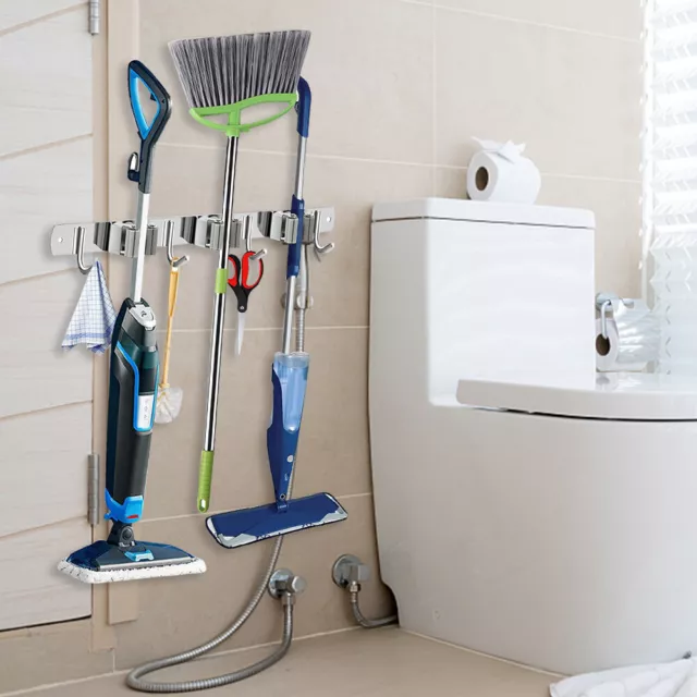 Wall Mounted Mop Brush Broom Organizer Hanger Holder Storage Rack Kitchen Tool 3