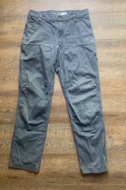 men's Carhartt Rugged Flex Relaxed Fit Double front Utility Work Grey Sz 32 x 32