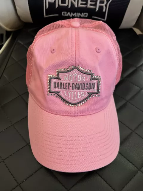 Harley Davidson Women Pink Trucker Hat Cap Strapback Adjustable Cute Casual