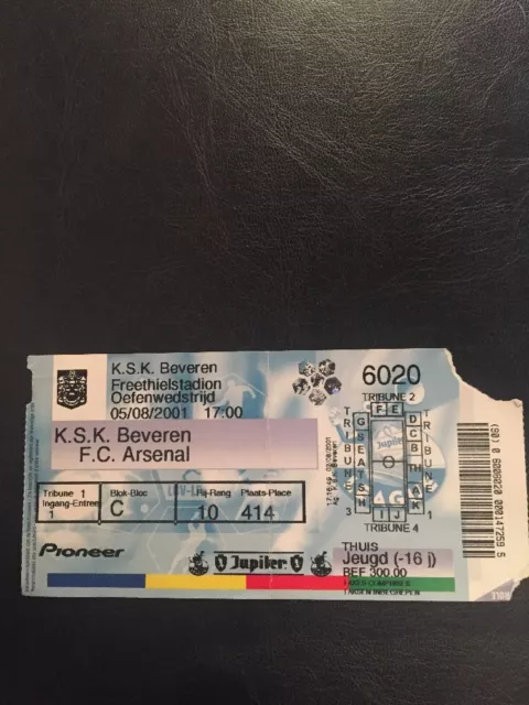 Ticket: KSK Beveren V Arsenal 05/08/2001 Friendly