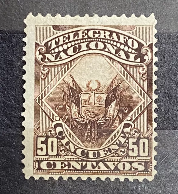 Estampilla telegráfica Perú 1876 50c MH 7FM167