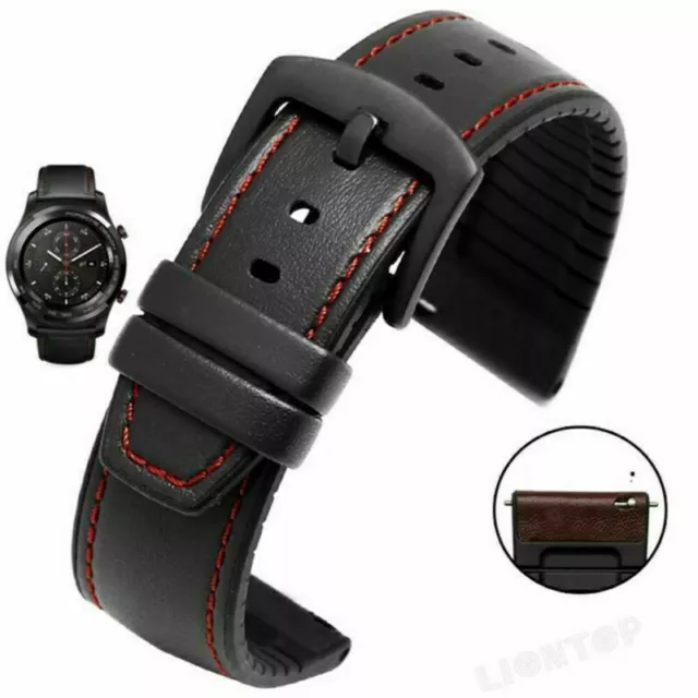 Leather & Silicone Watch Wrist Band Strap Bracelet Replacement Various 20mm 22mm