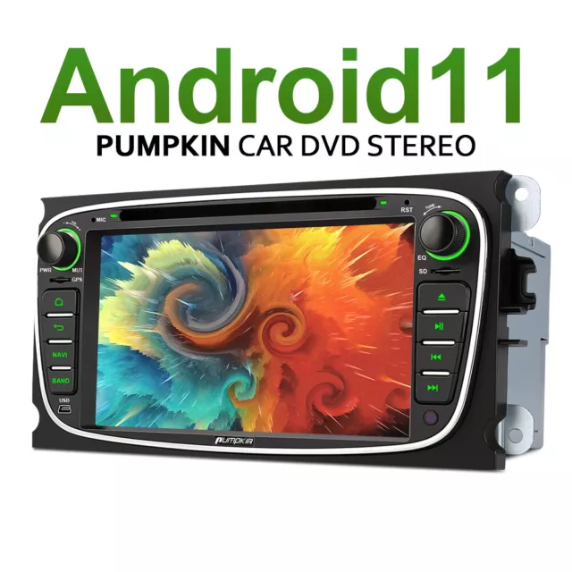 Pumpkin Android 11 Car Radio Stereo GPS Sat Nav DVD For Ford Mondeo Focus Galaxy
