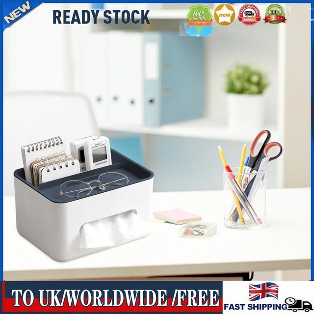 Tissue Box Napkin Holder Remote Control Home Storage Desk Organizer (Blue)