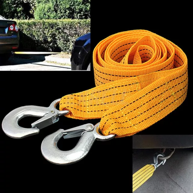 2 X Heavy Duty Road Recovery Towing Pull Tow Rope 3T 2m Tow Cable Carl strap