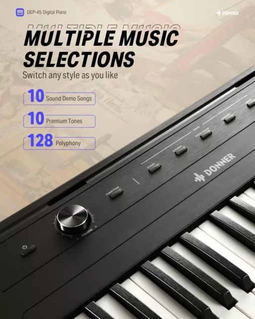 Donner DEP-45 Digitale Klaviere With Stand 88 Key Halbgewichtet Keyboard 8 Tones 3