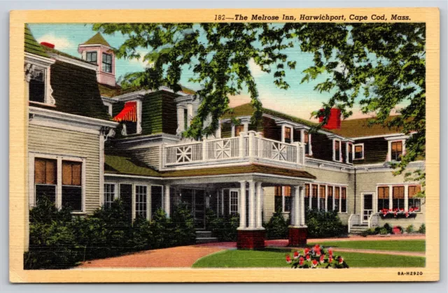 Cape Cod Massachusetts~The Melrose Inn @ Harwichport~Vintage Linen Postcard