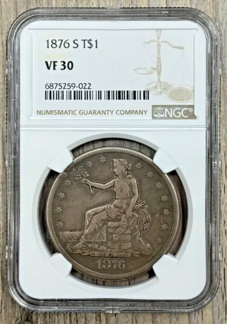 1876 S T$1 Trade Dollar NGC VF 30, Beautifully Toned Coin