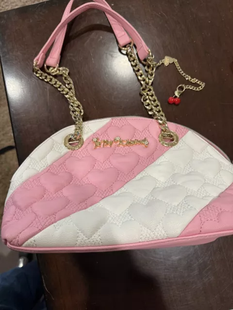 Betsy Johnson Pink And White Purse