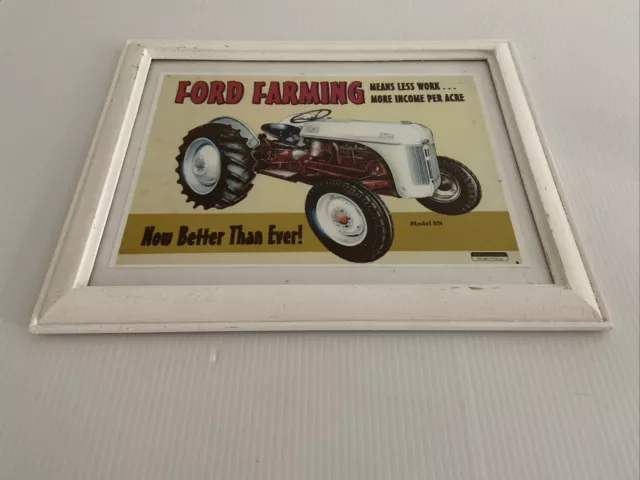 Vintage Ford Farming Tractor Print Model 8N Painted Timber Wood Frame GUC
