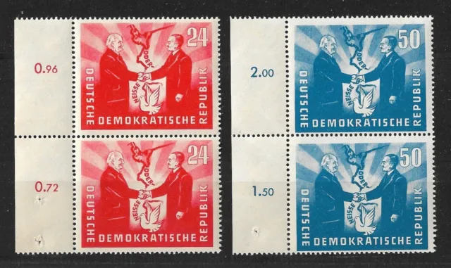 DDR "Deutsch-Polnische Freundschaft 1951 Mi.Nr 284-285 Paar/Rand" Postfrisch