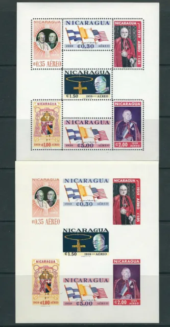 Nicaragua 1959 Papst John Xxiii Kardinal Spellman (Sc C436c) Perf/Imperf MNH