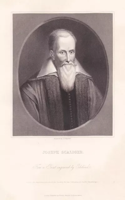 Joseph Justus Scaliger Calvinist Studioso Professore Leiden Ritratto 1835