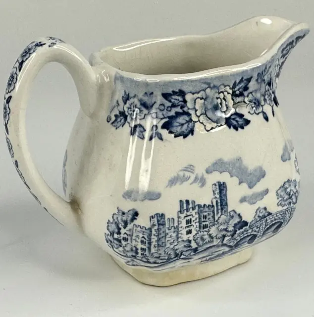 Vintage Barrats of Staffordshire kleine weiße & blaue Landschaft Keramik Milchkanne