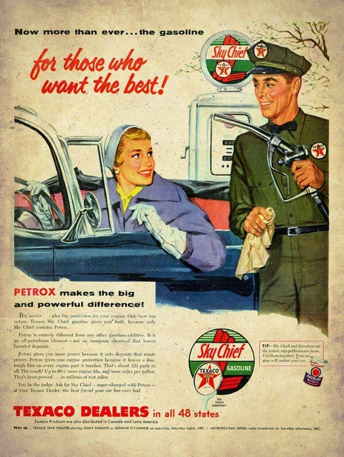 Texaco Sky Chief Gasoline Woman Car Heavy Duty Usa Made Metal Advertising Sign