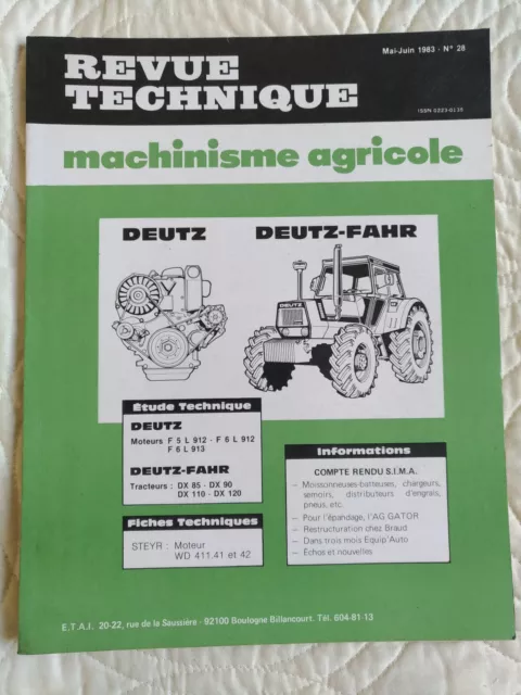 Revue Technique Tracteur Deutz Fahr Dx85 Dx90 Dx110 Dx120 Dx 85 90 110 120