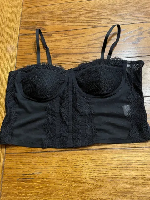 Madden NYC Juniors Bustier top - Black with Lace - Size XL - New