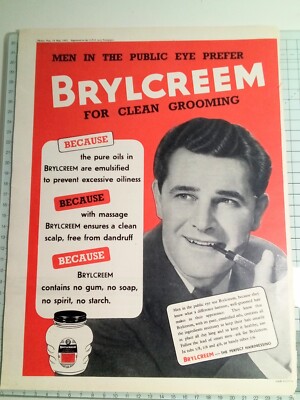 'BRYLCREEM' Hair Cream Hairdressing ADVERT #4 Original Small 1938 Print AD 