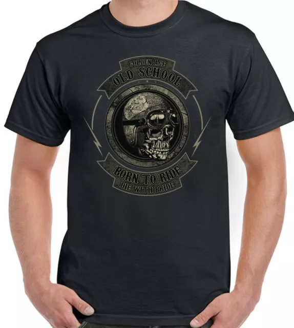 Biker T-Shirt Motorcycle Cafe Racer Bike  Mens Old School Born To Ride