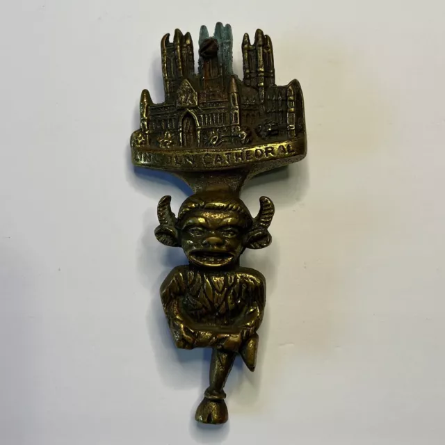Antique Brass Gargoyle LINCOLN CATHEDRAL Door Knocker 6" England