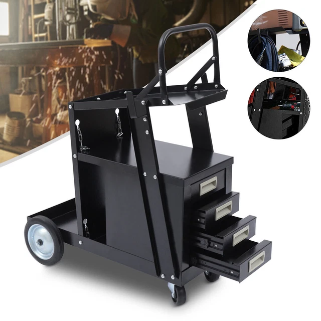 Welding Cabinet Cart w/ 4 Drawers for MIG TIG ARC Plasma Cutter Tank Storage NEW