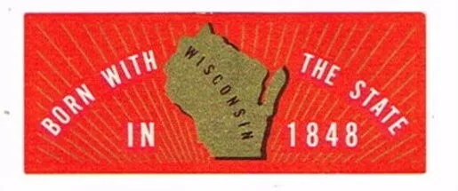 1940s WISCONSIN Monroe "Born With The State" HUBER BEER Neck Label Tavern Trove