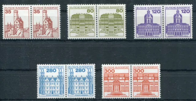 Bund Nr.1139 - 1143 ** postfrisch waagerechte Paare BRD Burgen und Schlösser MNH