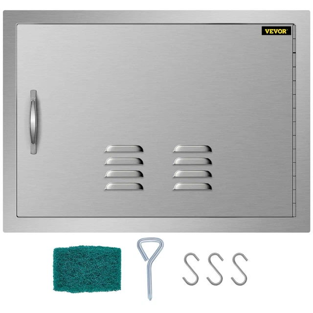 VEVOR BBQ Access Door 24 x 17 inch Horizontal Island Door with Vents Stainless