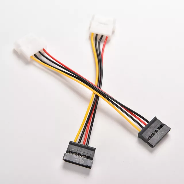 2X 4-Pin IDE Molex to 15-Pin Serial ATA SATA Hard Drive Power Adapter Cable .l8