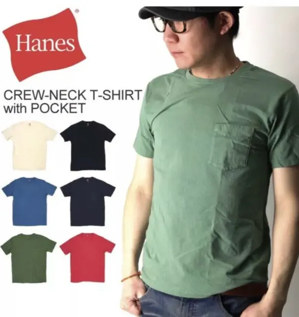 4 PACK HANES Men's Pocket T-Shirt Crew-neck $21.99 - PicClick