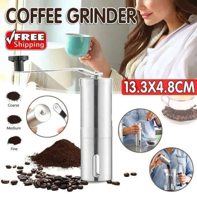 Manual Coffee Bean Grinder Stainless Steel Hand Coffee Mill Ceramic Burr AU