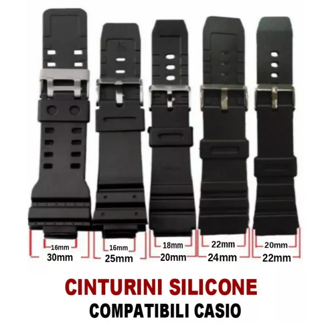 CINTURINO OROLOGIO GOMMA SILICONE compatibile CASIO 16mm 30mm 25mm 18mm 20mm 22m
