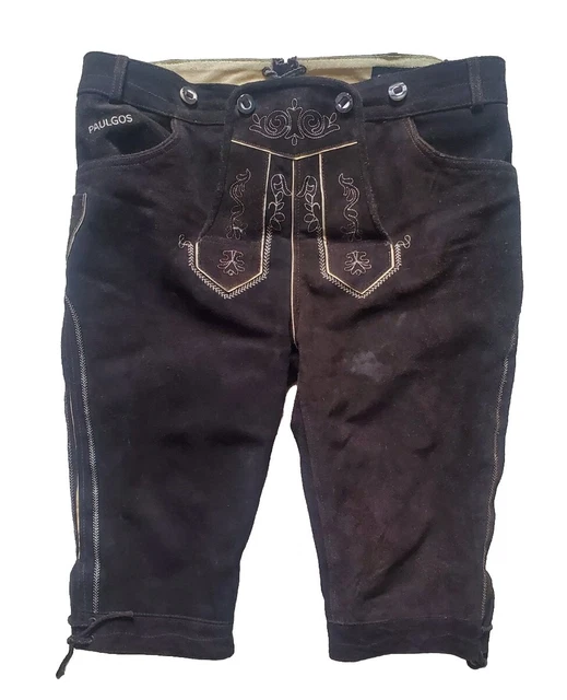 PANTALONI IN PELLE vintage da uomo 40 vita marrone camoscio bavarese gilet - indossati una volta PANTALONI IN PELLE vintage da uomo 40 vita marrone camoscio bavarese gilet - indossati una volta