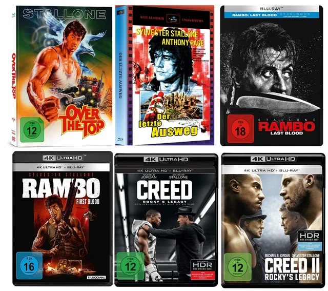 SYLVESTER STALLONE COLLECTION Rambo, Rocky, Mediabook, Steelbook, Creed ...
