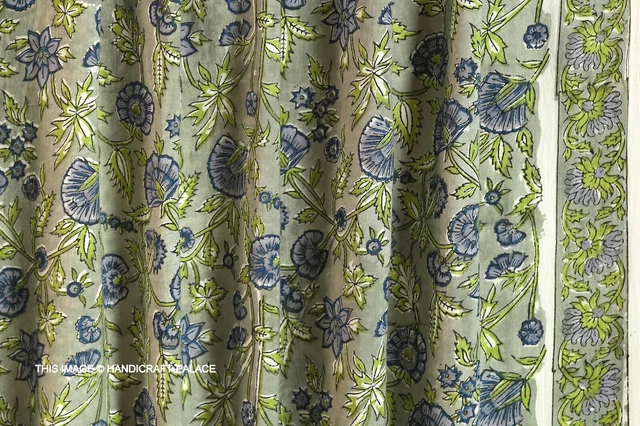Indien 2.7m Main Bloc Imprimé Course Desseré Artisanat de Couture Tissu Coton