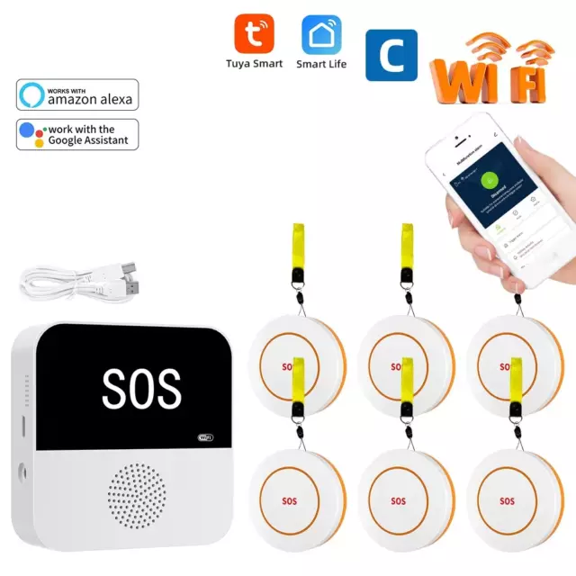 Wireless WiFi Elderly Caregiver Pager SOS Call Button Emergency SOS Alert System
