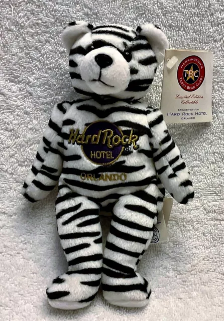 Hard Rock Hotel Orlando 8" Black White Stripe Zebra Beara Plush Collectible Bear