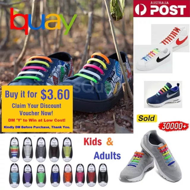 Easy Lazy No Tie Elastic Silicone Shoe laces Cool Guy Sports Shoelaces Unisex!