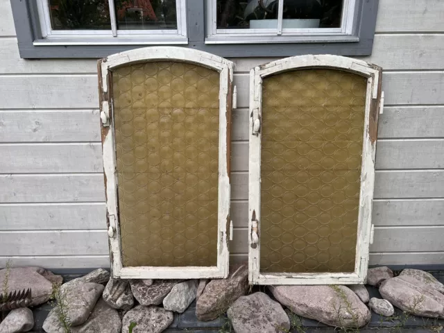 2 Antike Fenster  Top Rahmen Alt Holz Shabby Chic Kreide-Farbe b.Berlin Abholung