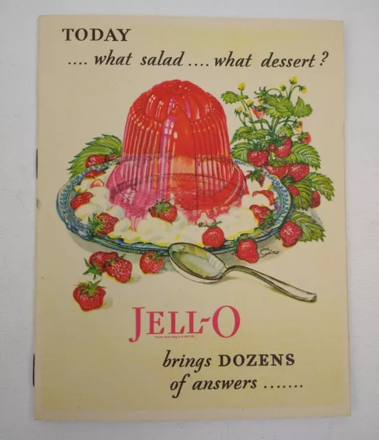 1928 Jell-O Today What Salad What Dessert Recipe Book 24pg Color Picture Vintage