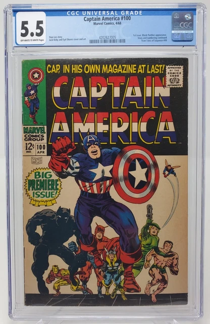 CAPTAIN AMERICA #100 CGC 5.5 KEY 1ST ISSUE OW-W pages