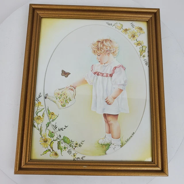 Flores de riego para niños 1975 vintage 11x9 pulgadas de E Livesey