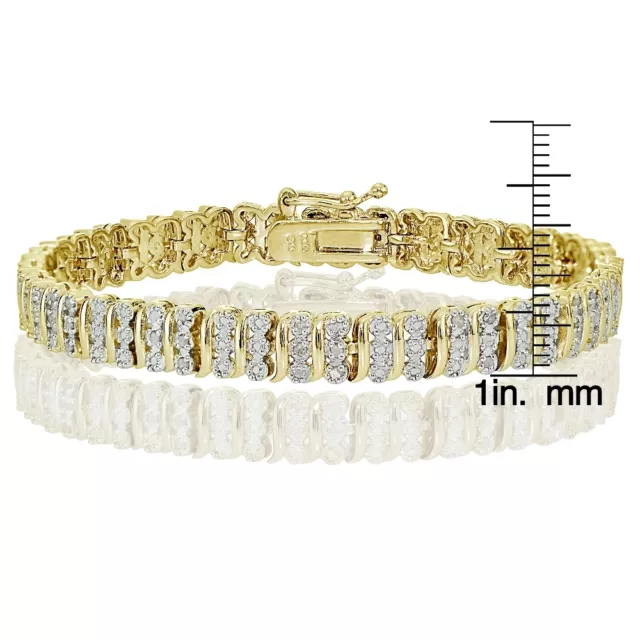 18K Gold Tone 0.25ct Natural Diamond S Pattern Tennis Bracelet in Brass 3